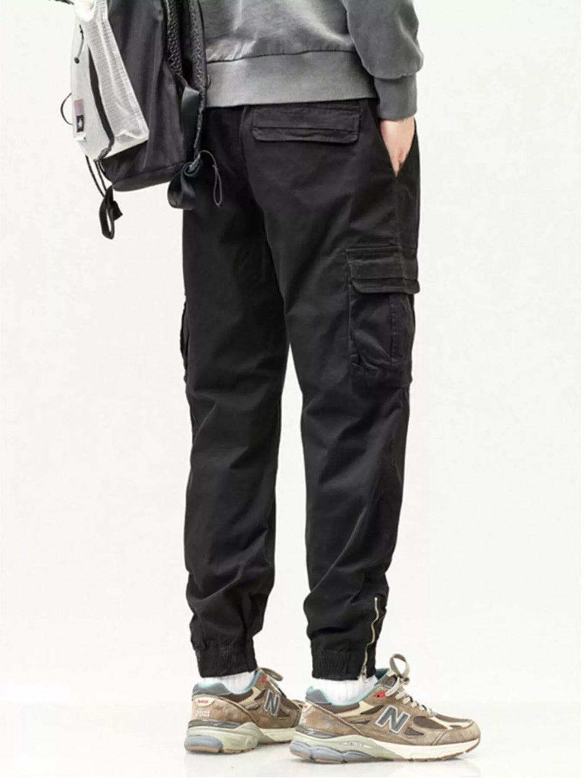Men's Full Size Casual Cargo Pants with Drawstring Waist Plus Size, view 3