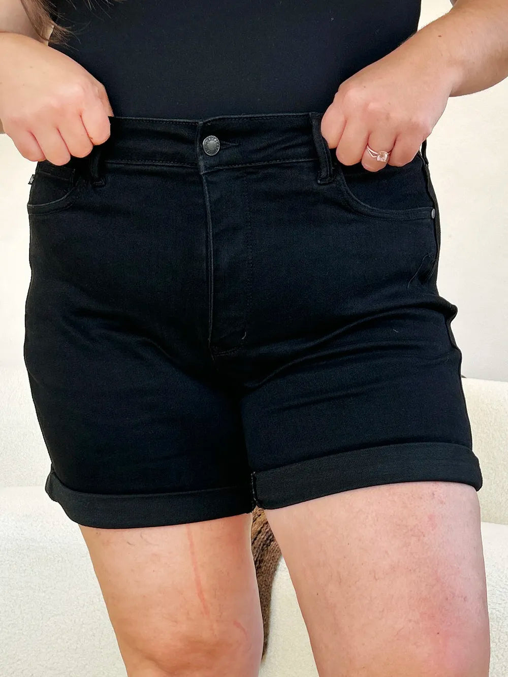 Judy Blue Full Size High Waist Tummy Control Cuffed Denim Shorts - Lilixa.store