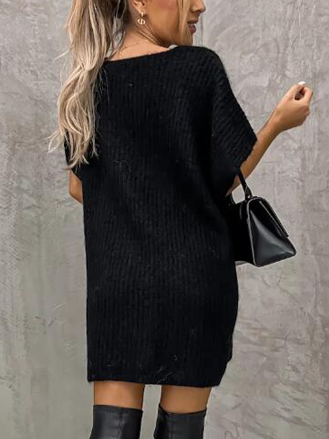 Short Sleeve Sweater Dress with Pockets, view 4