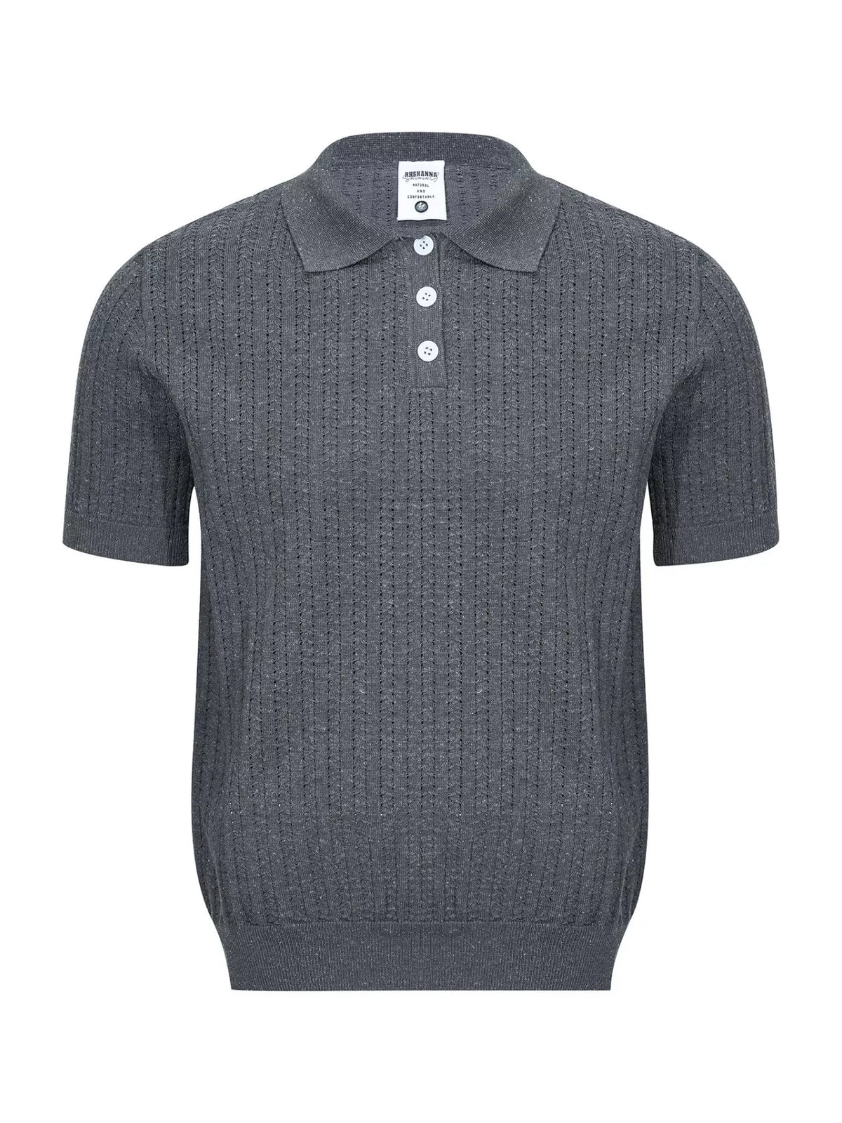Men's Textured Knit Short Sleeve Top in Grey
