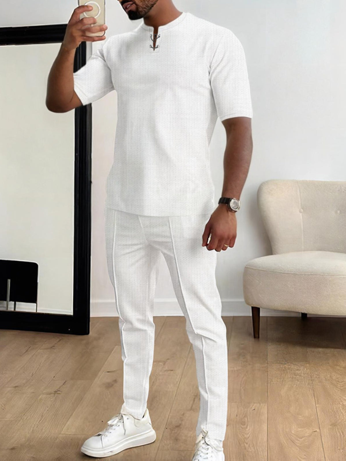 Men's Full Size Casual Short-Sleeve Top and Pants Set Plus Size - Lilixa.store