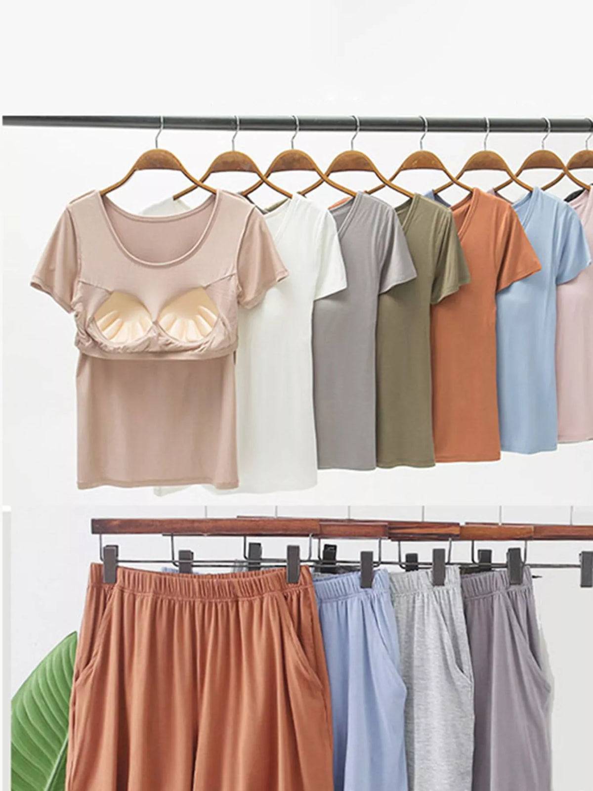 Plus Size Padded Modal Short Sleeve T-Shirt and Shorts Set - Lilixa.store