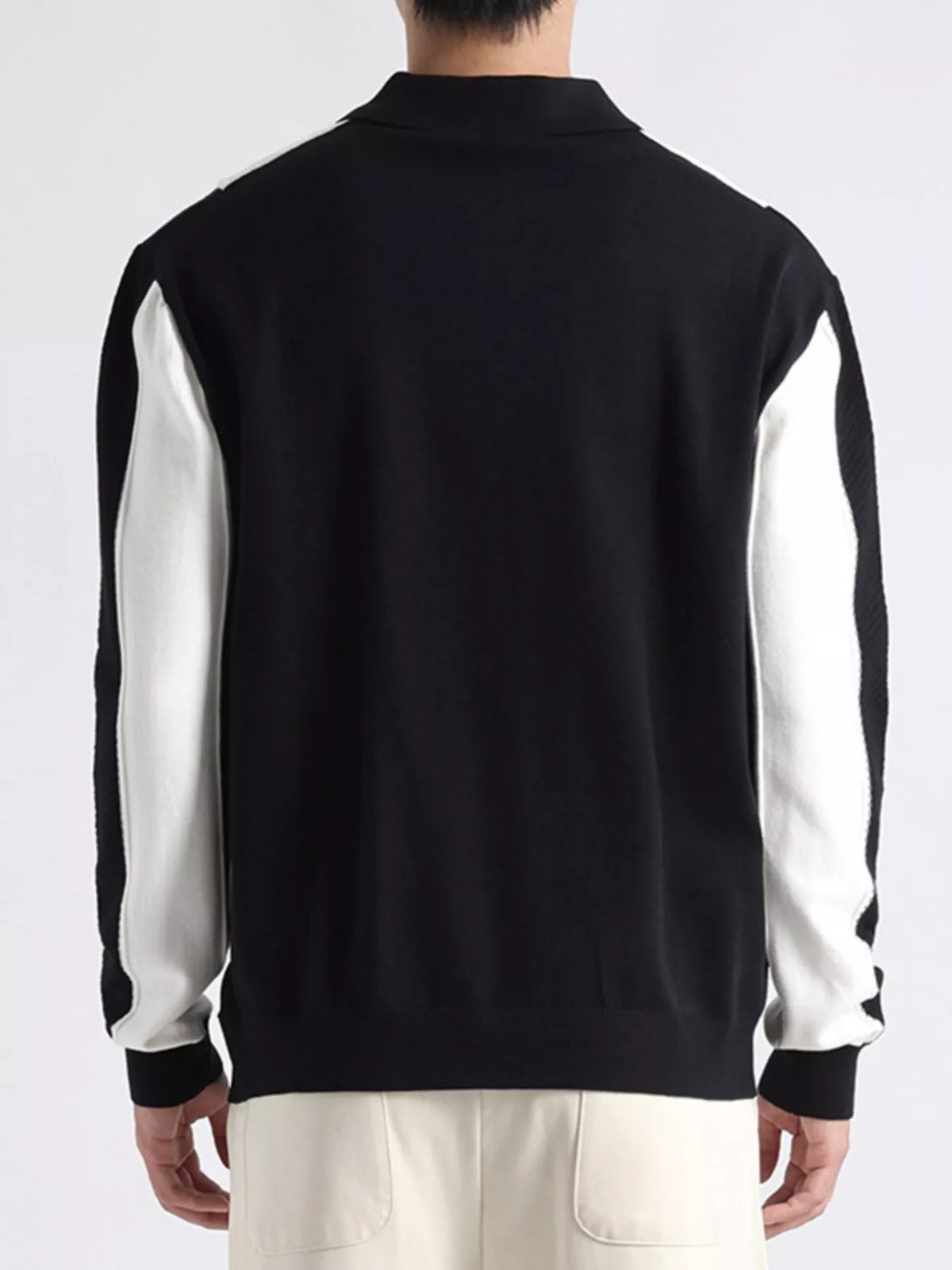 Men's Plus Size Color-Block Striped Polo Collar Knit Top - Lilixa.store