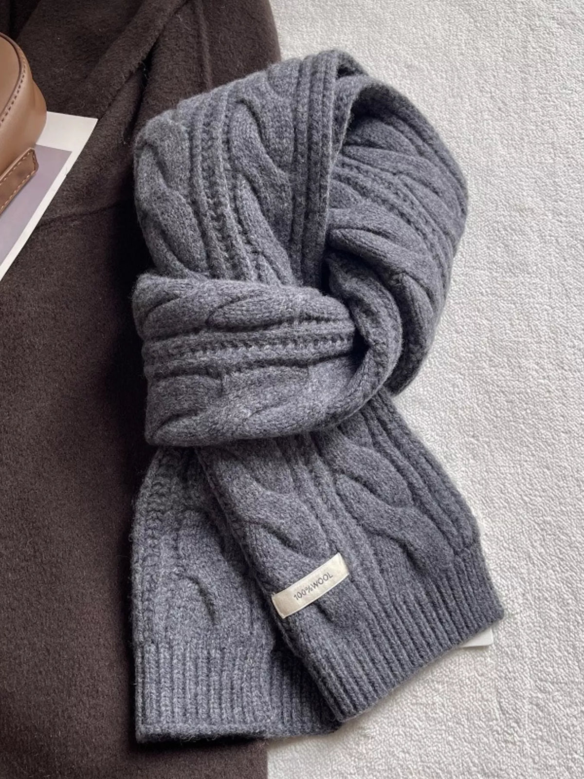 Wool Cable Knit Winter Scarf - Lilixa.store