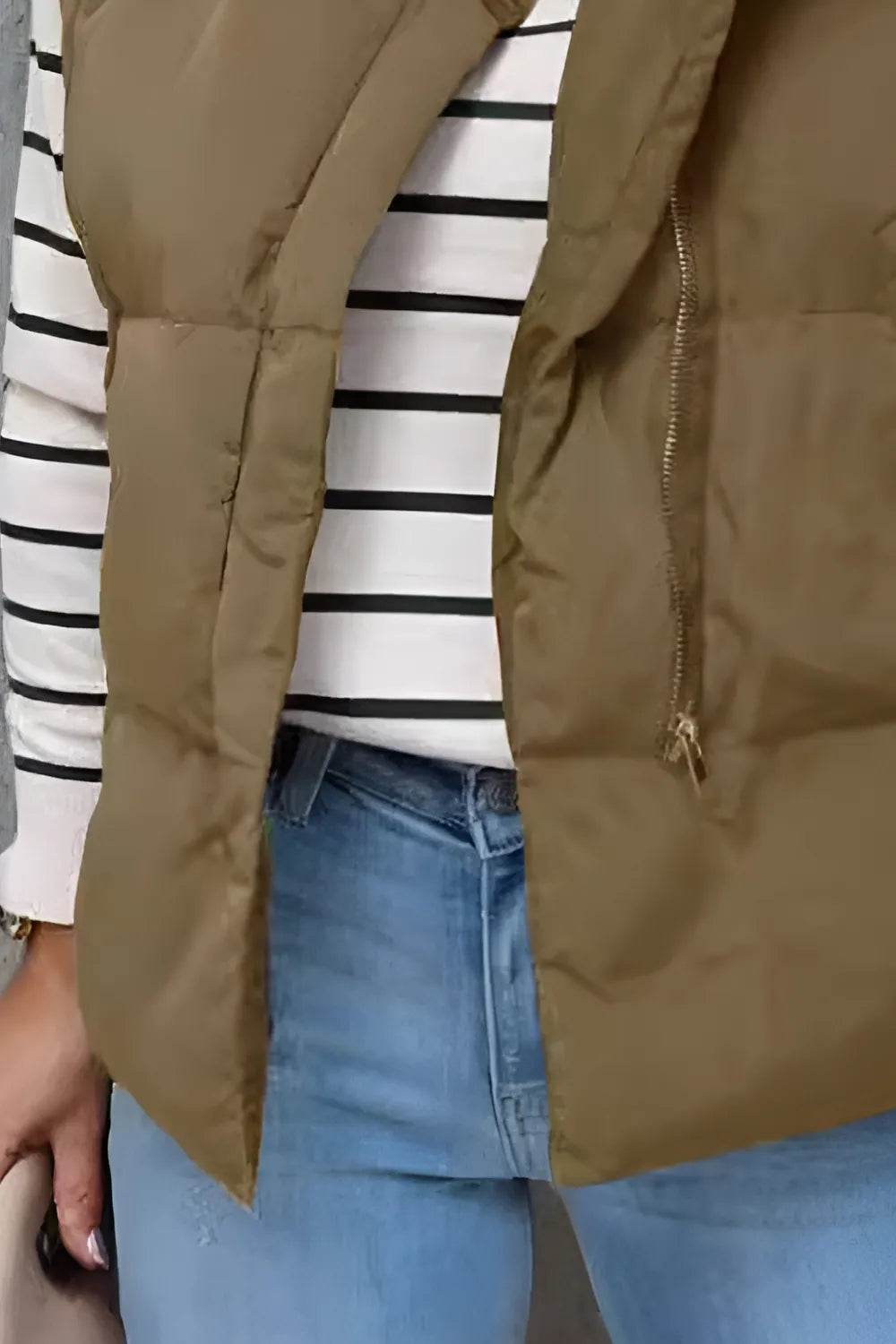 Zip Up Vest Coat with Pockets, view 3