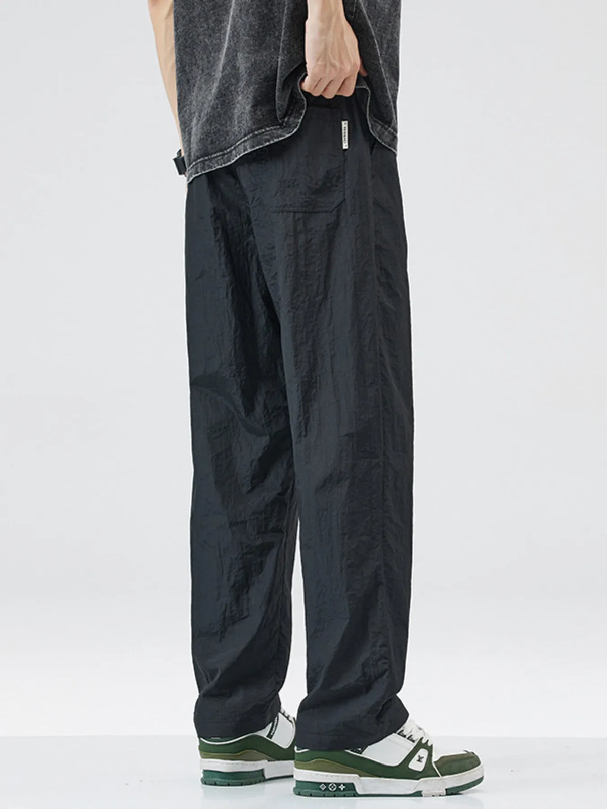 Men's Full Size Lightweight Wide Leg Casual Pants Plus Size in Black