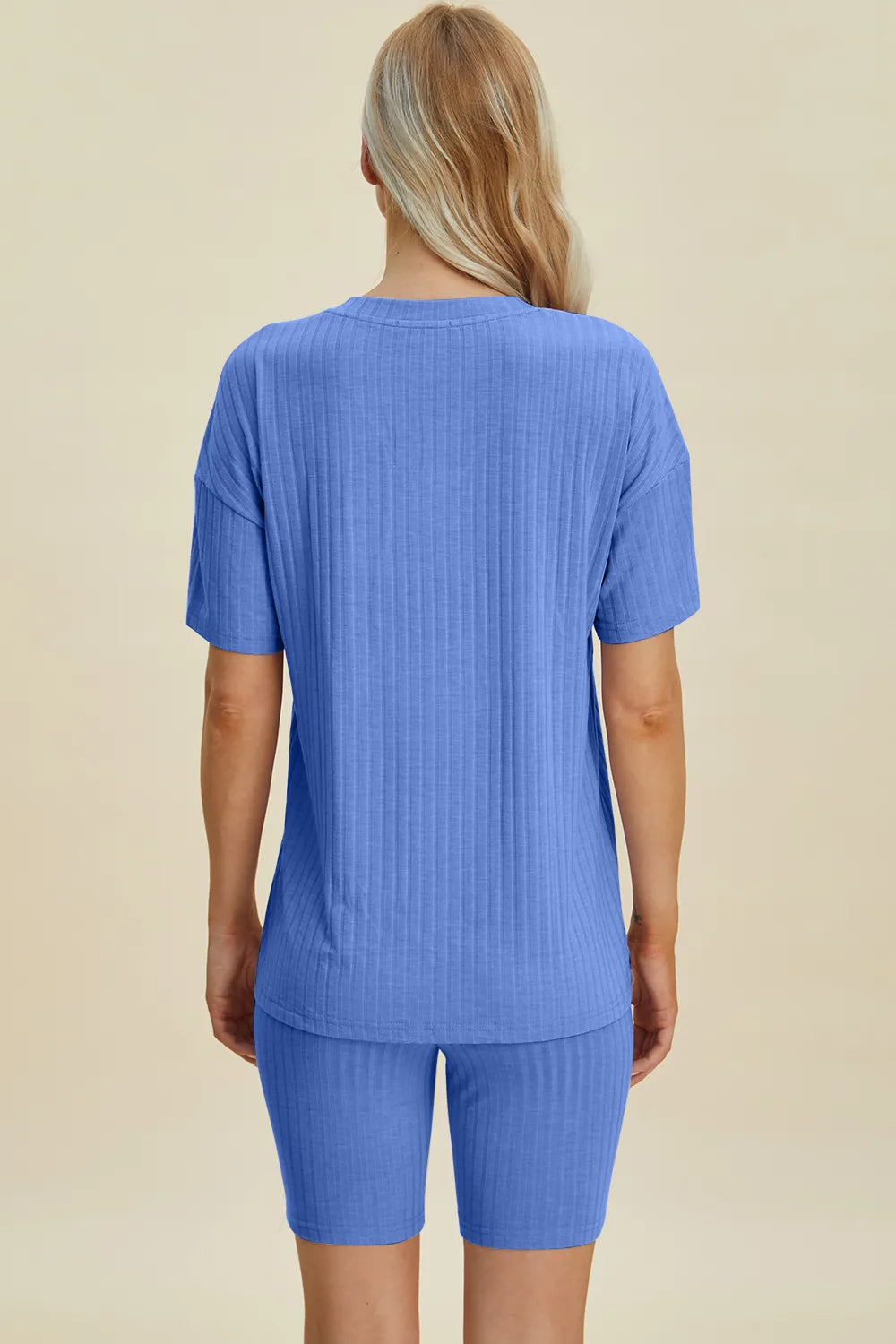 Basic Bae Full Size Ribbed V-Neck Short Sleeve Top and Shorts Set - Lilixa.store