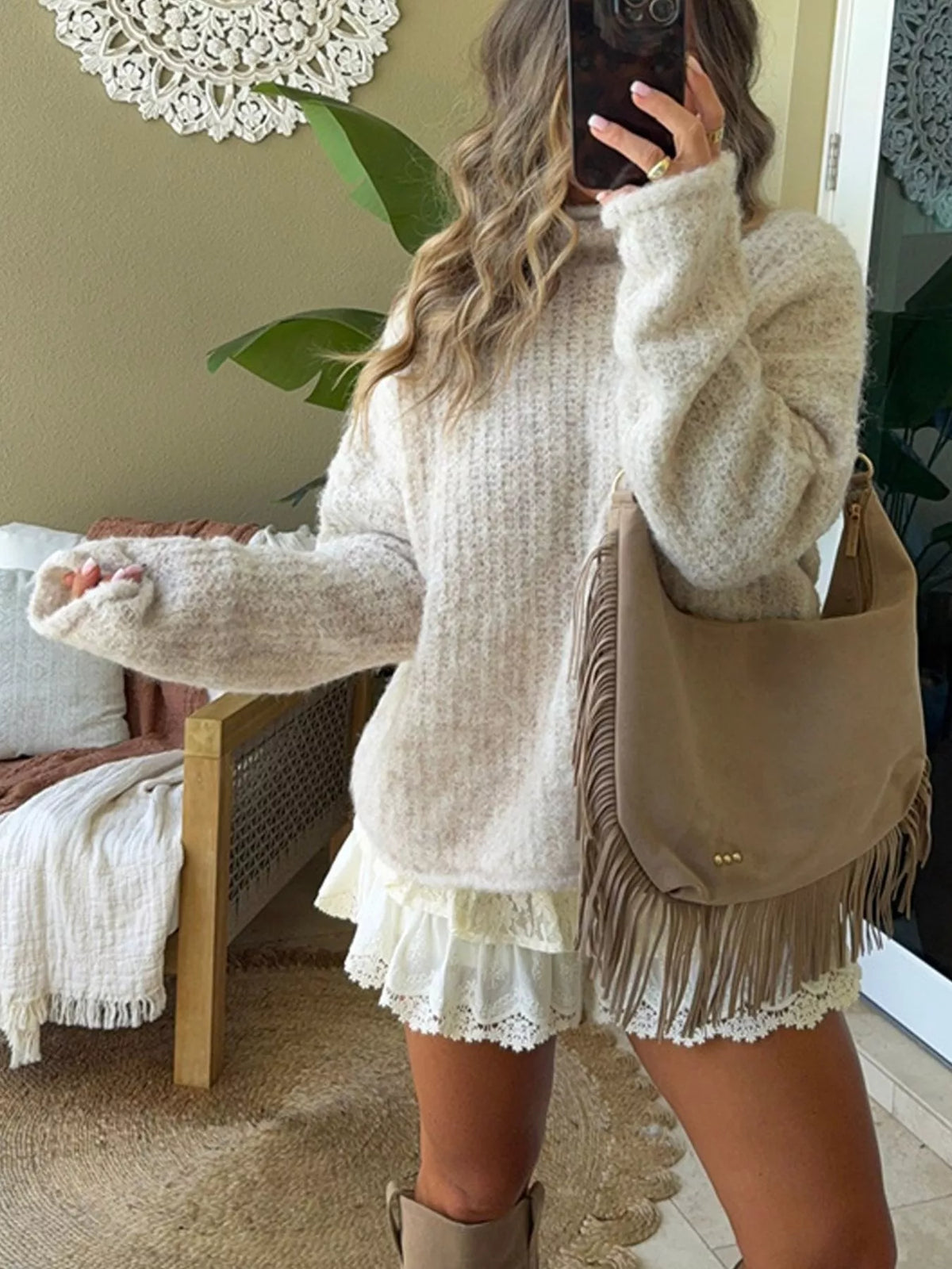 Mock Neck Chunky Knit Sweater