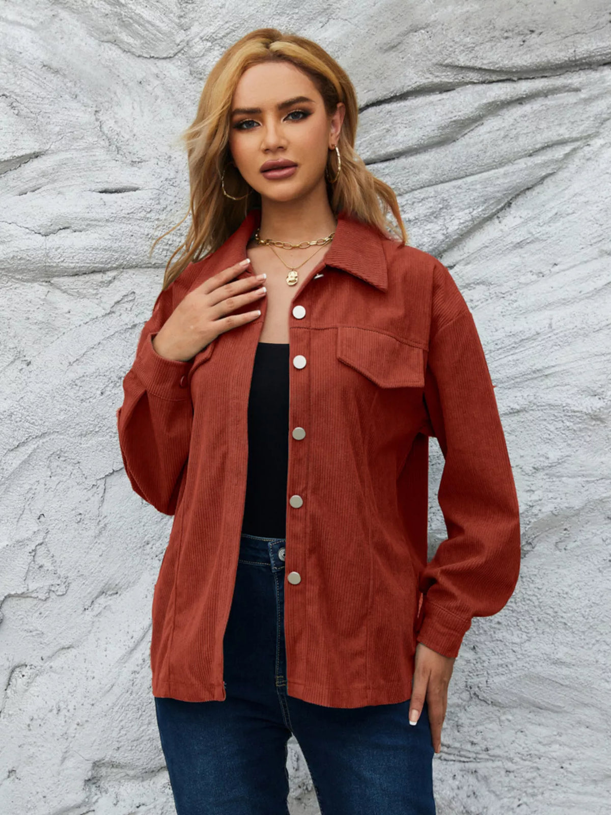 Casual Corduroy Button-Down Jacket, view 3