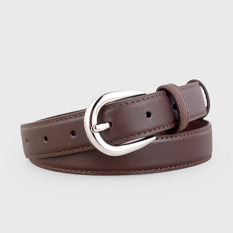 Buckle Skinny Leather Belt - Lilixa.store