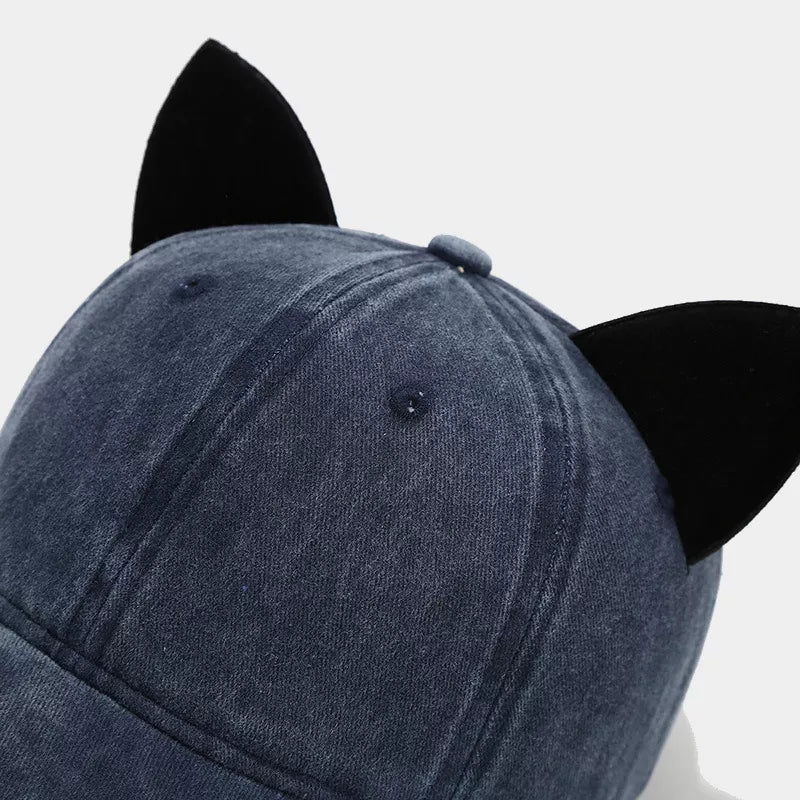 Washed Cat Ear Baseball Cap - Lilixa.store