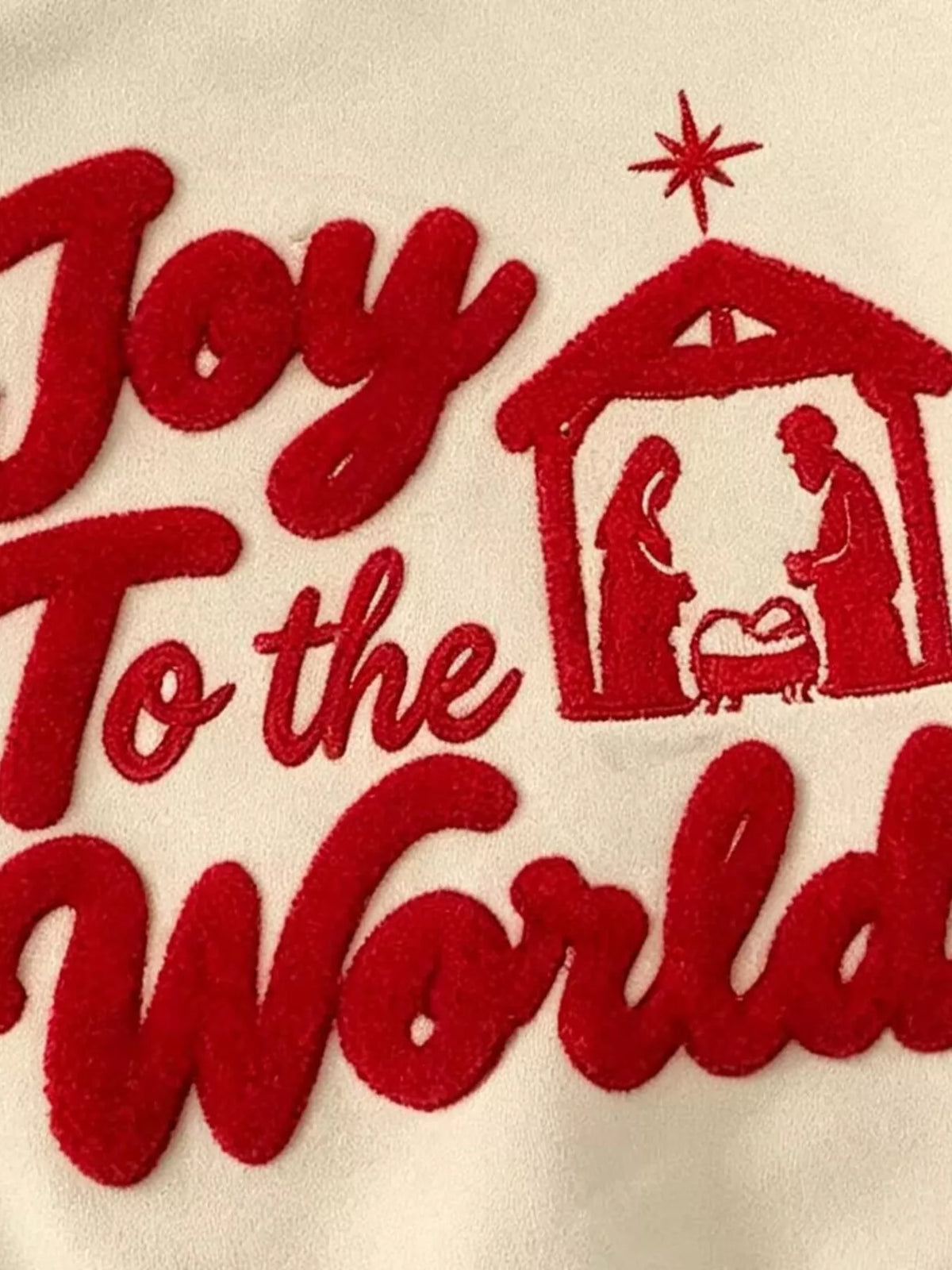 Children's Joy to the World Graphic Crew Neck Sweatshirt in Beige, view 3