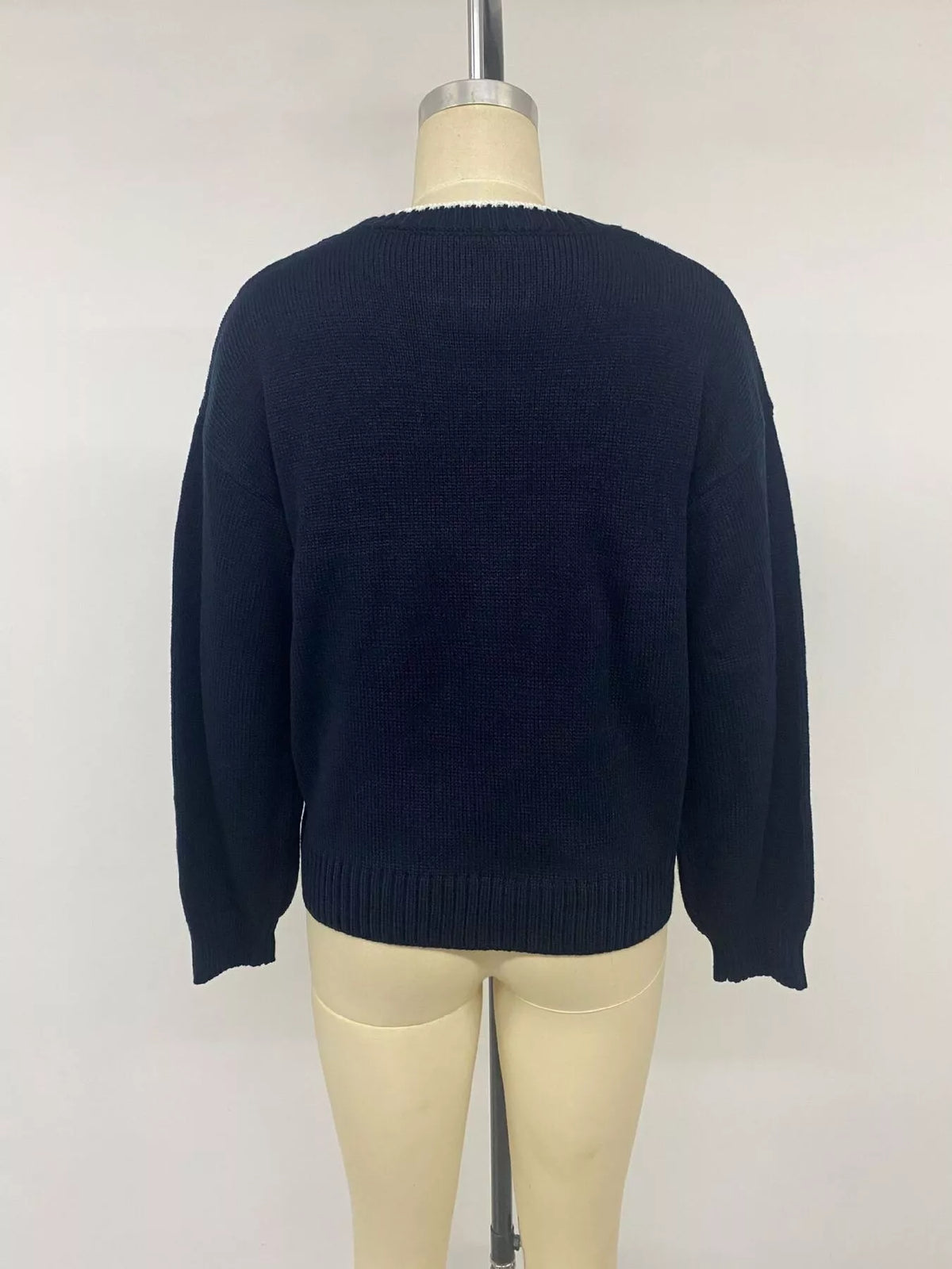 Swan Dropped Shoulder Sweater in Navy, view 12