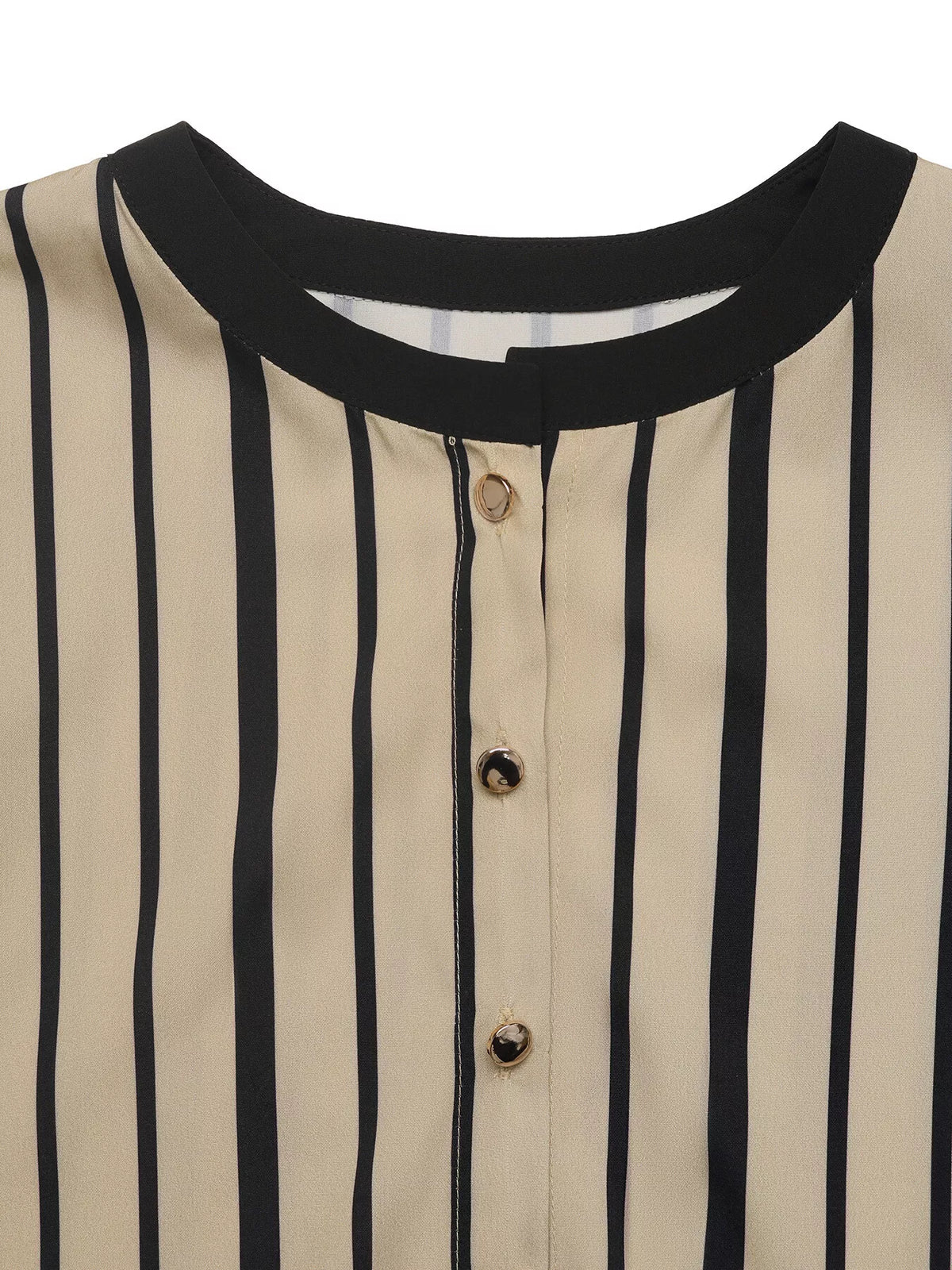 Striped Button-Down Shirt and High-Waisted Flare Pants Set in Khaki, view 10