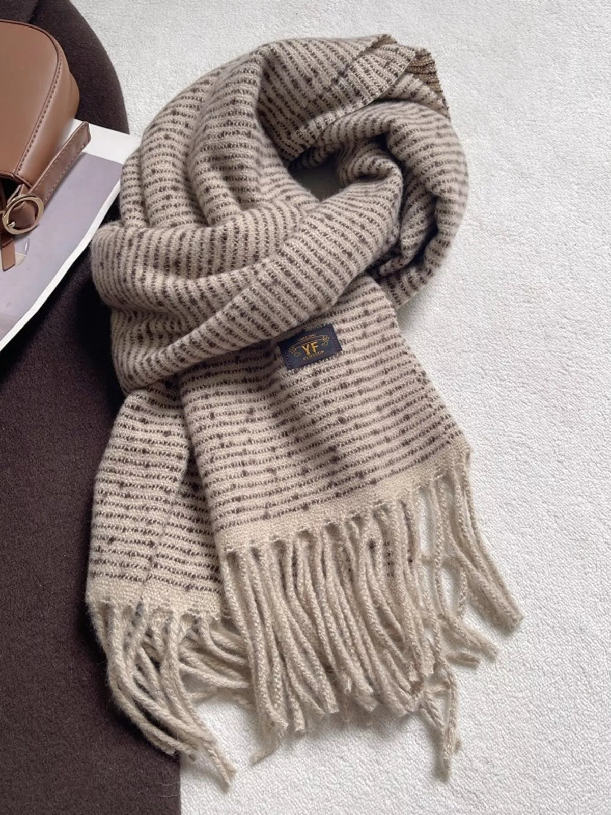 Warm Striped Tassel Scarf - Lilixa.store