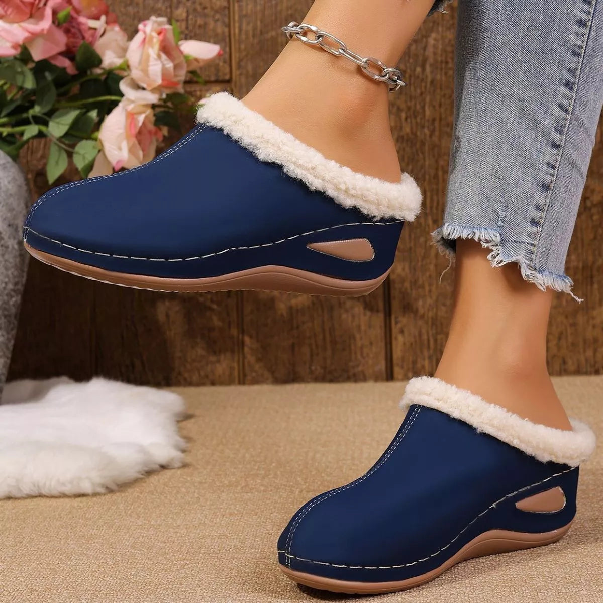 Cozy Plush Lined Wedge Slippers - Lilixa.store