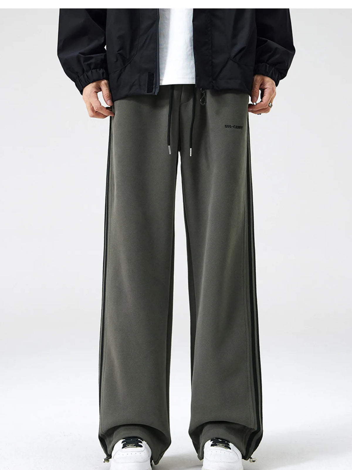 Men's Plus Size Relaxed Fit Pants with Side Stripes