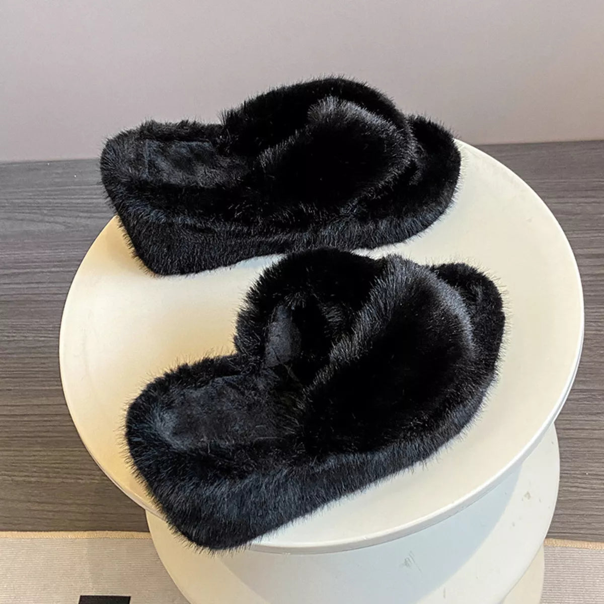 Fluffy Wedge Slippers - Lilixa.store