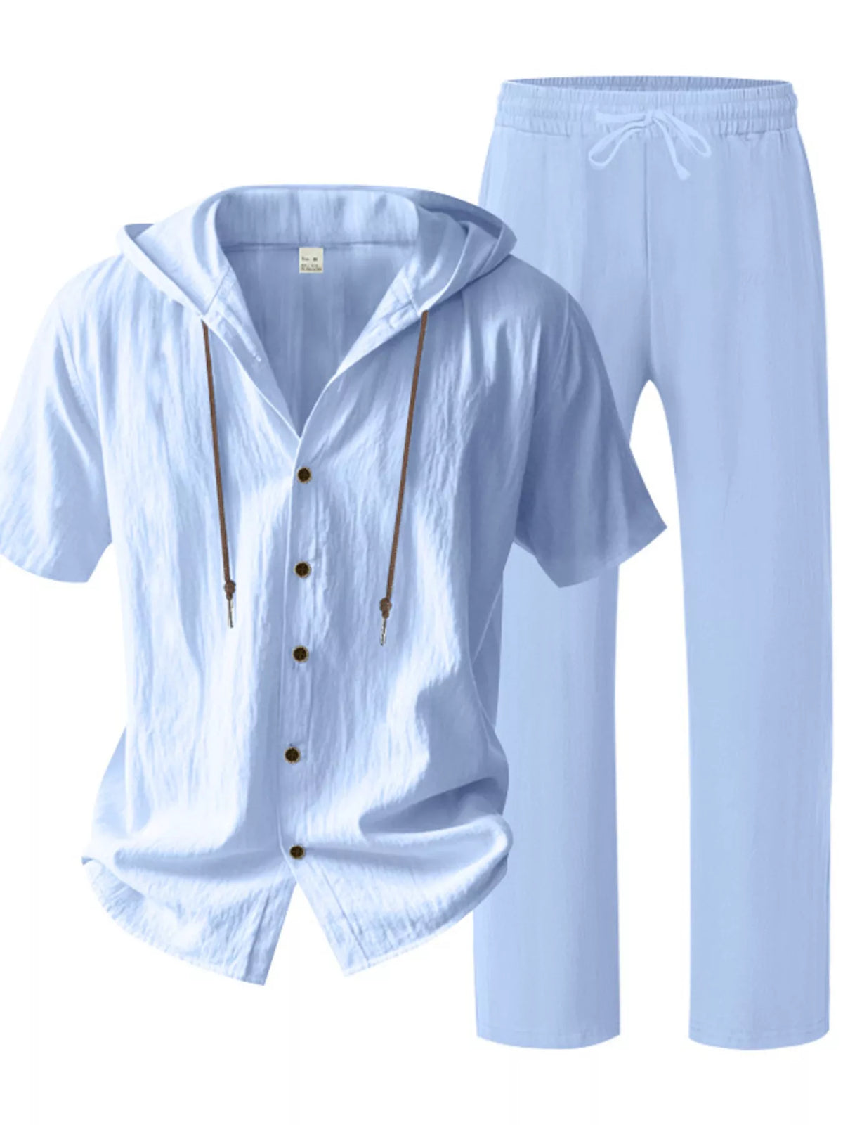 Men's Full Size Button Up Hooded Top and Pants Set Plus Size - Lilixa.store