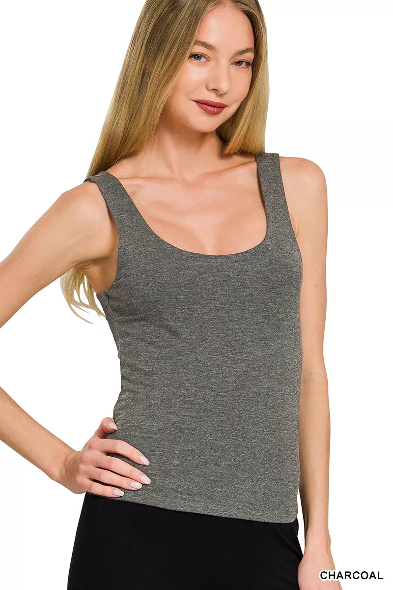 Zenana Double Layered Double Scoop Tank Top - Lilixa.store