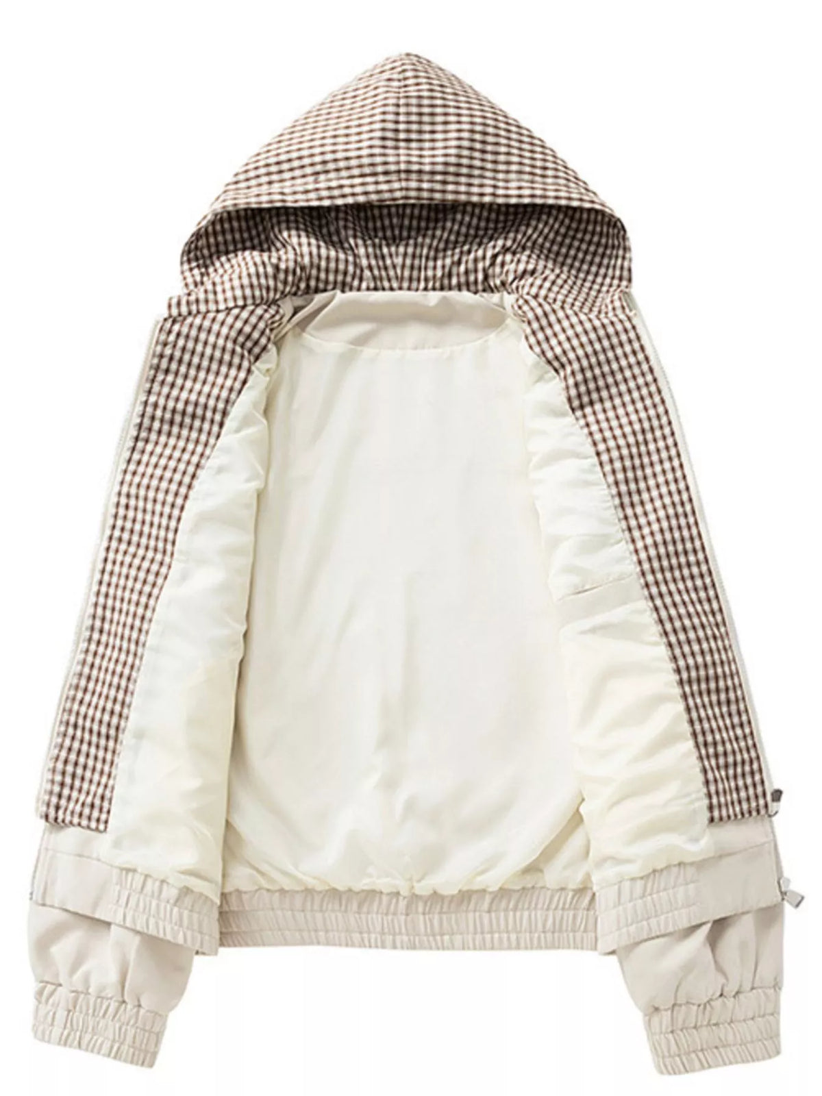 Men's Plus Size Casual Plaid-Lined Hooded Zip-Up Jacket, view 2