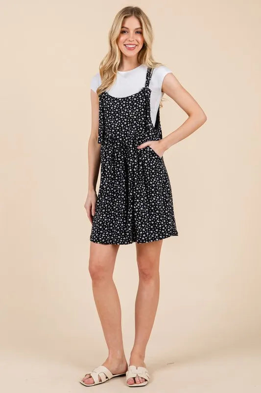 BOMBOM Floral Print Overalls with Pockets - Lilixa.store