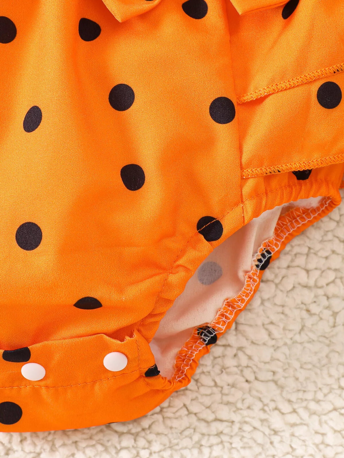 Children's Halloween Pumpkin Polka Dot Bodysuit and Headband Set - Lilixa.store