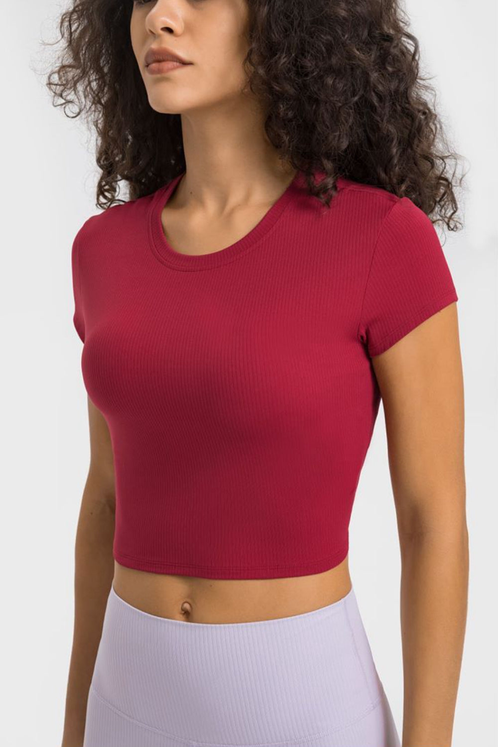Millennia Round Neck Short Sleeve Cropped Sports T-Shirt - Lilixa.store