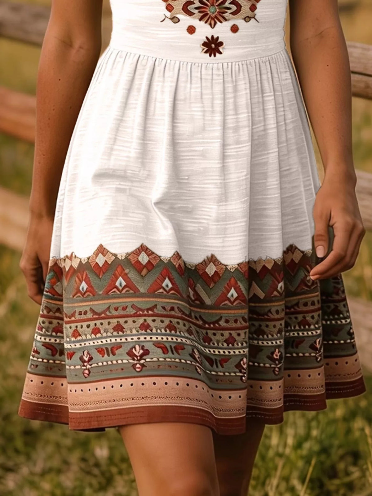 Tribal Print Sleeveless A-Line Summer Dress - Lilixa.store
