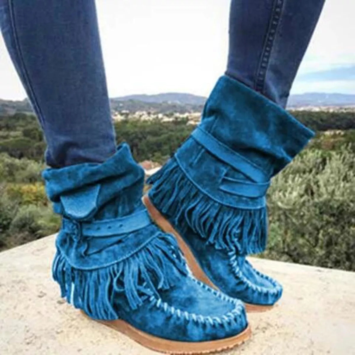 Round Toe Fringe Boots - Lilixa.store