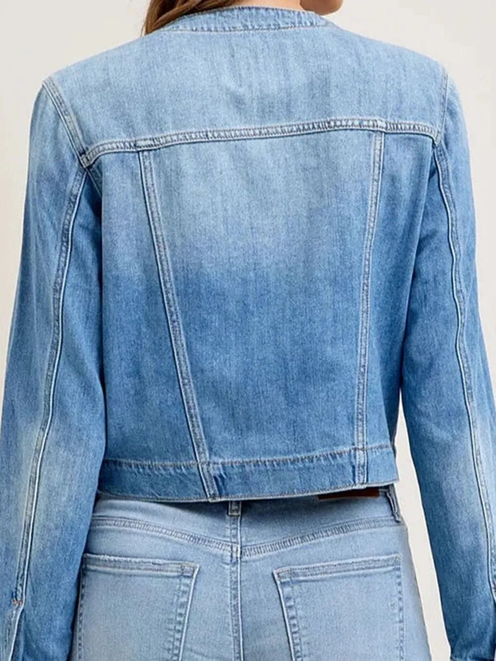 Snap Down Dropped Cargo Denim Jacket - Lilixa.store