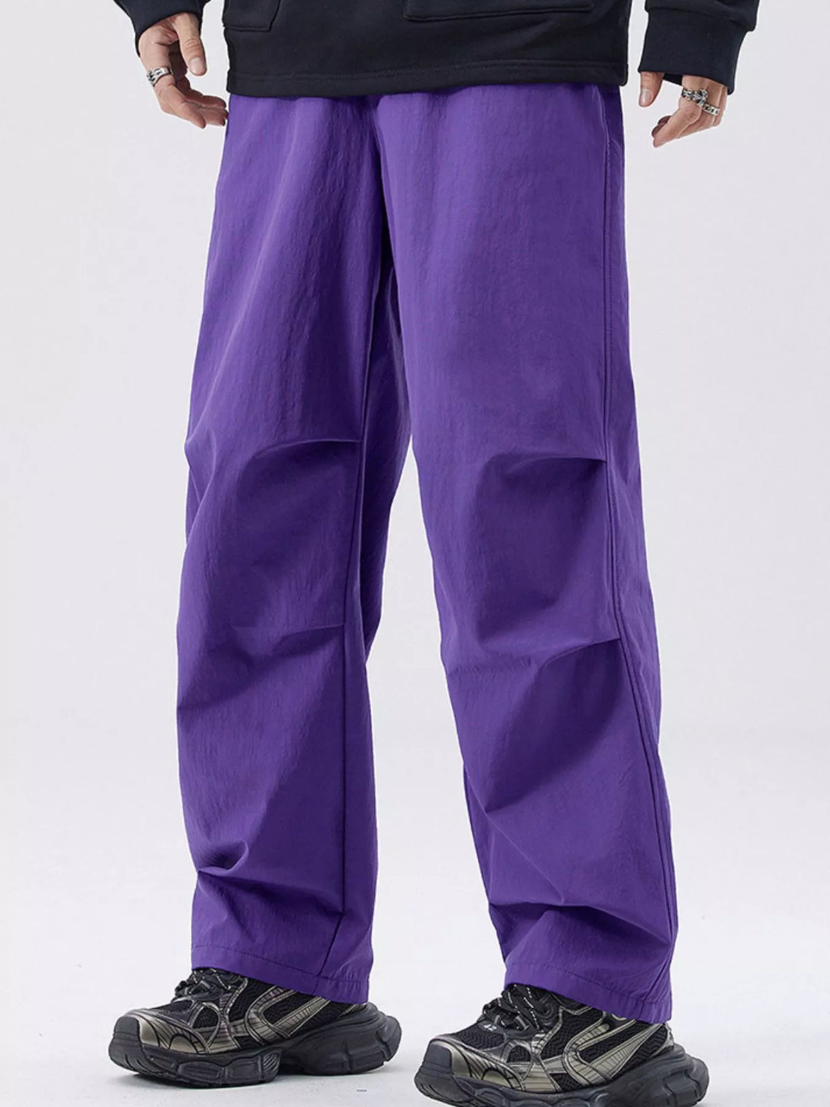 Men's Full Size Loose Fit Cargo Pants Plus Size in Purple