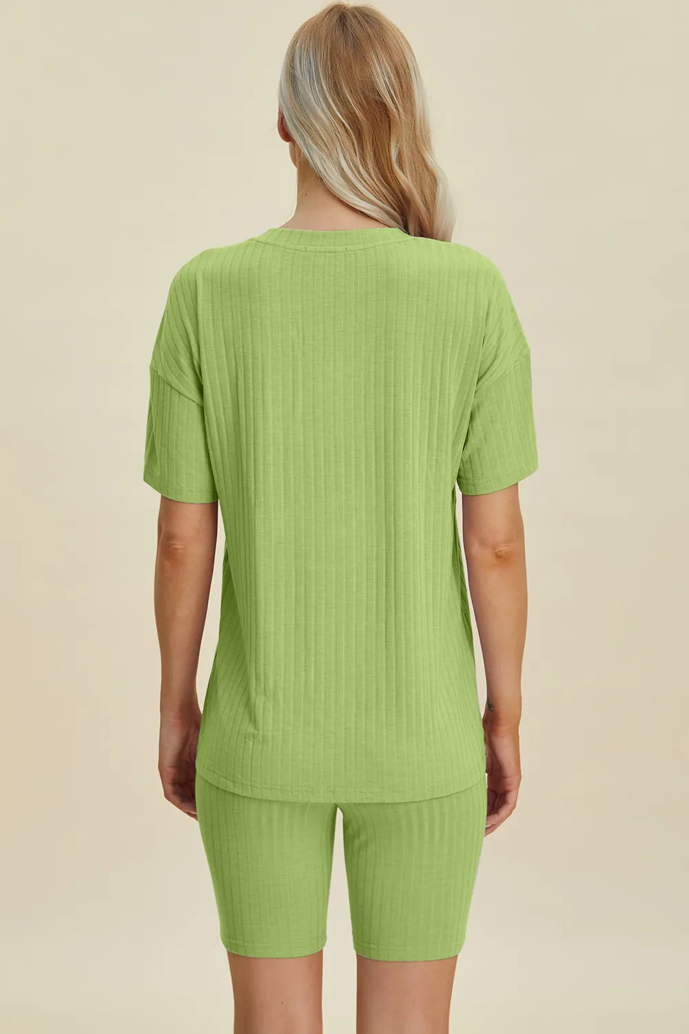 Basic Bae Full Size Ribbed V-Neck Short Sleeve Top and Shorts Set - Lilixa.store