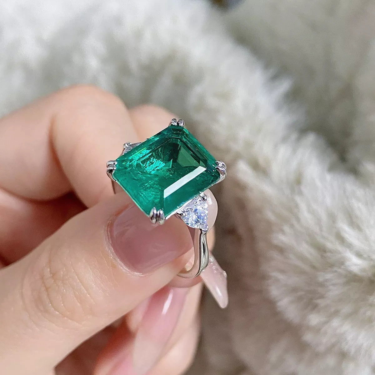 925 Sterling Silver Zircon Geometric Ring