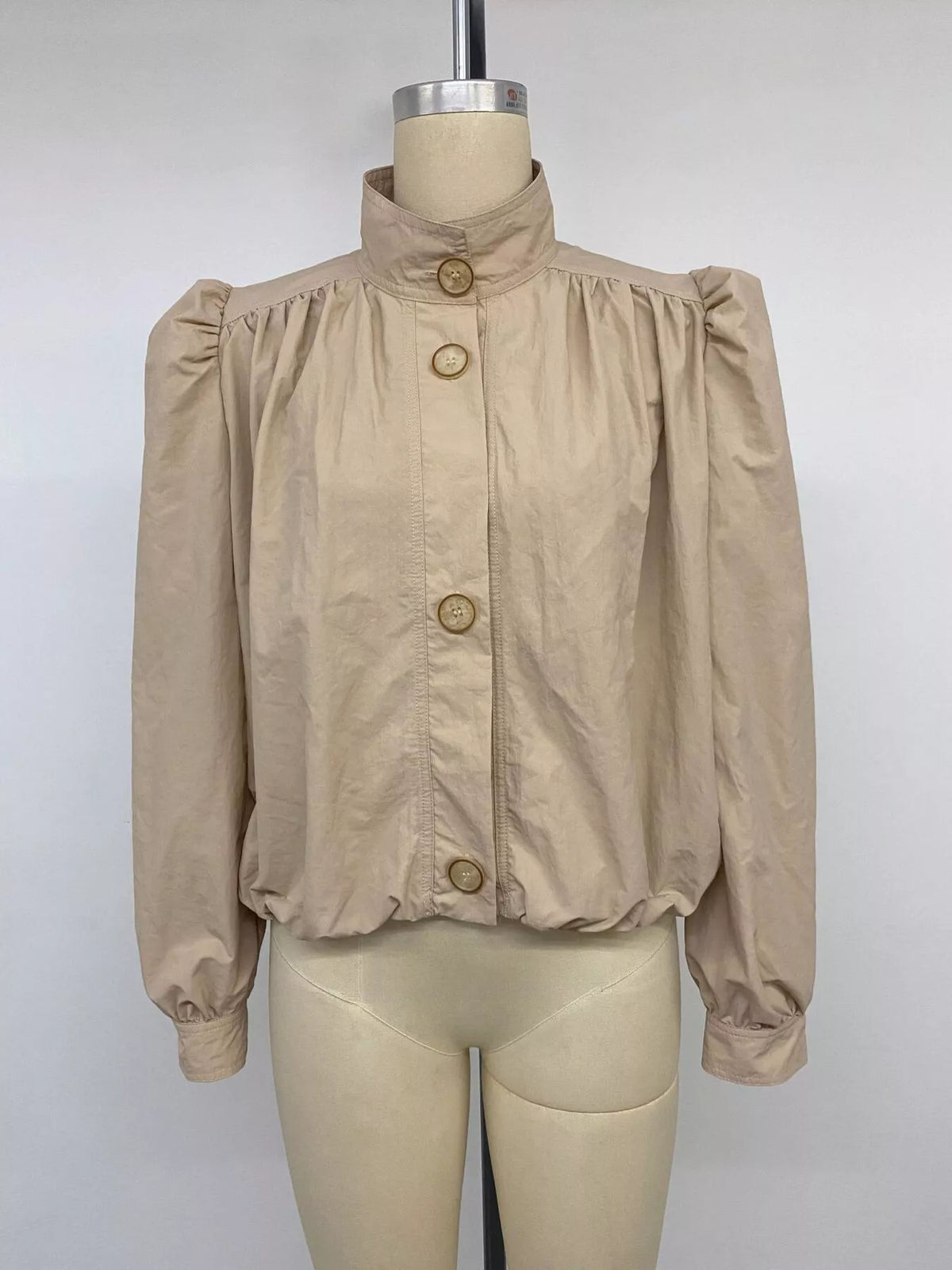 Button-Down Puff-Sleeve Jacket