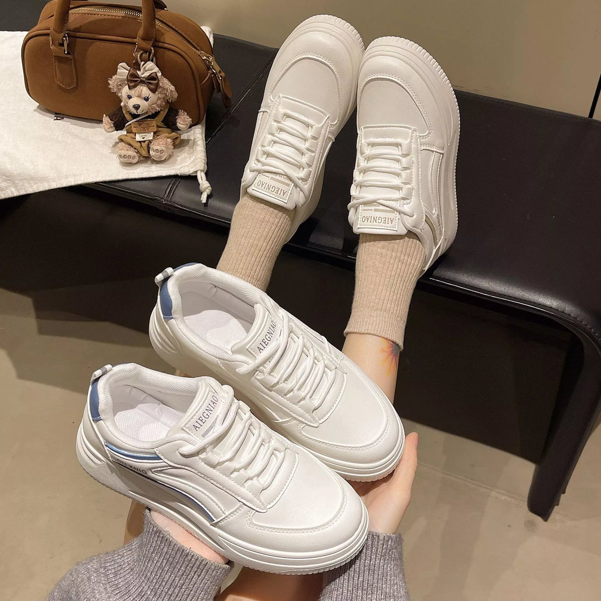 Classic Lace-Up Platform Sneakers - Lilixa.store