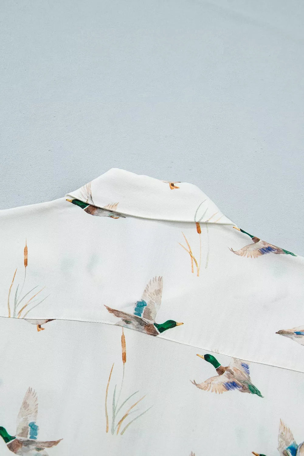 Mallard Printed Button Flap Pocket Short Sleeve Shirt in White, view 10
