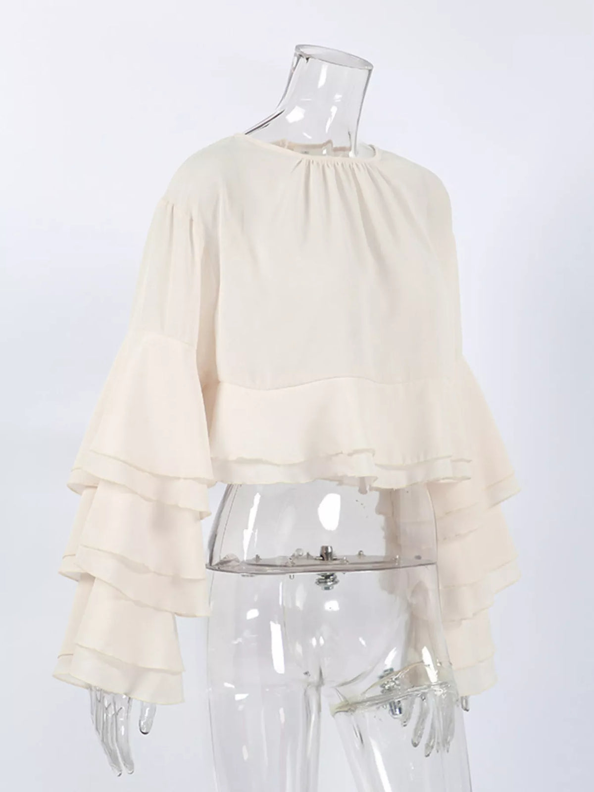 Layered Ruffled Hem Flare Sleeves Blouse - Lilixa.store