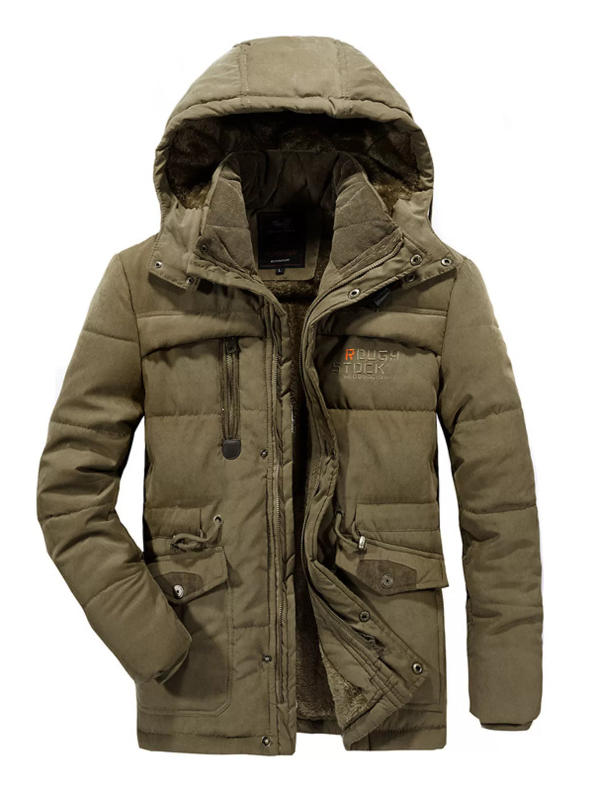 Men's Plus Size Hooded Zip Up Parka Coat - Lilixa.store