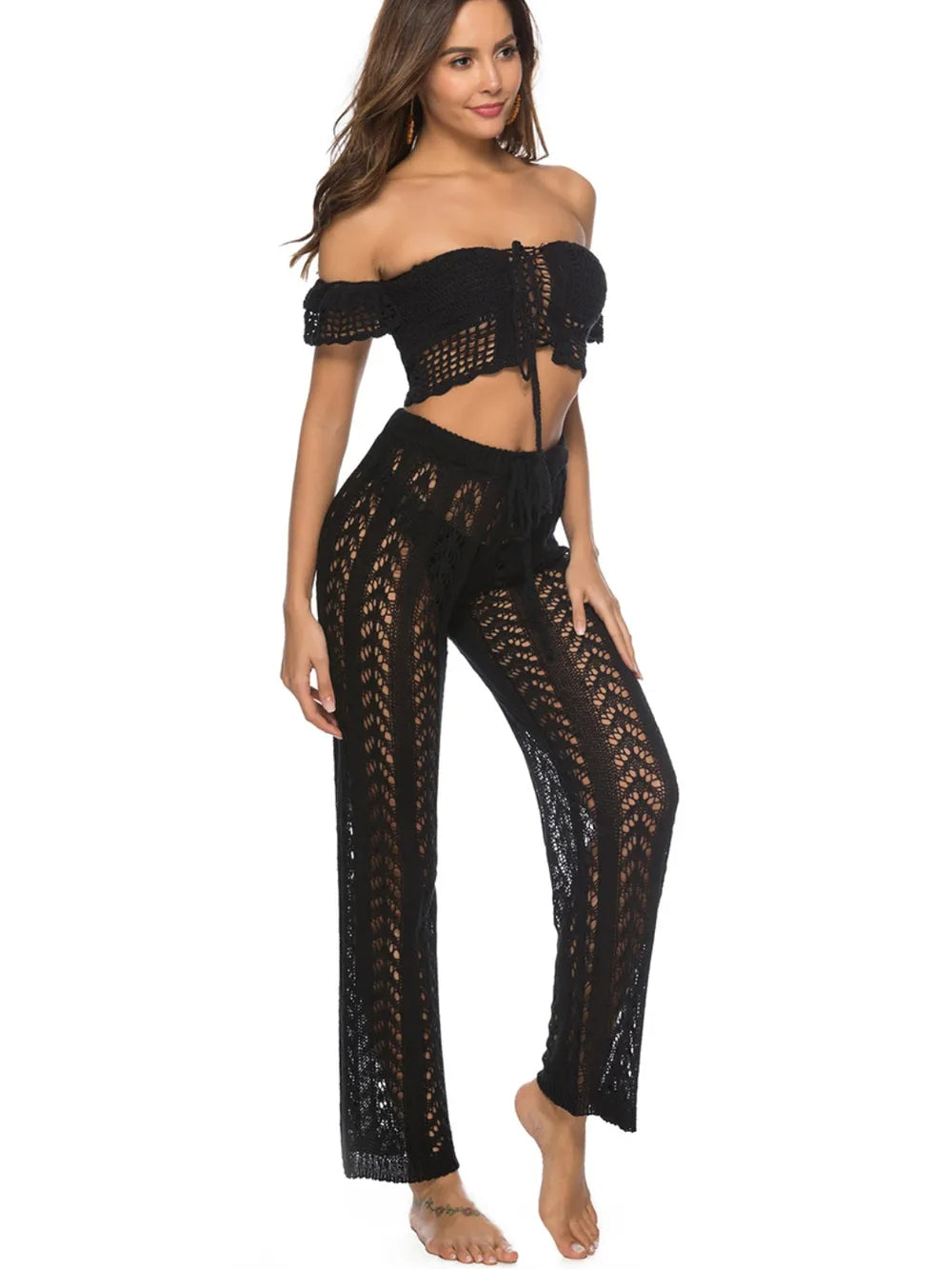 Cutout Drawstring High Waist Swim Pants - Lilixa.store