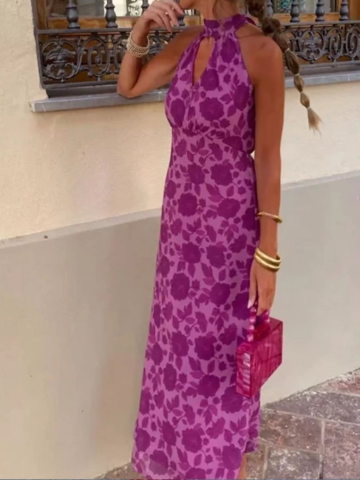 Cutout Detail Sleeveless Maxi Dress
