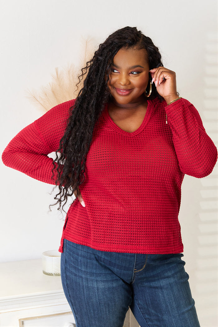 Culture Code Full Size Wide Notch Relax Top in Red