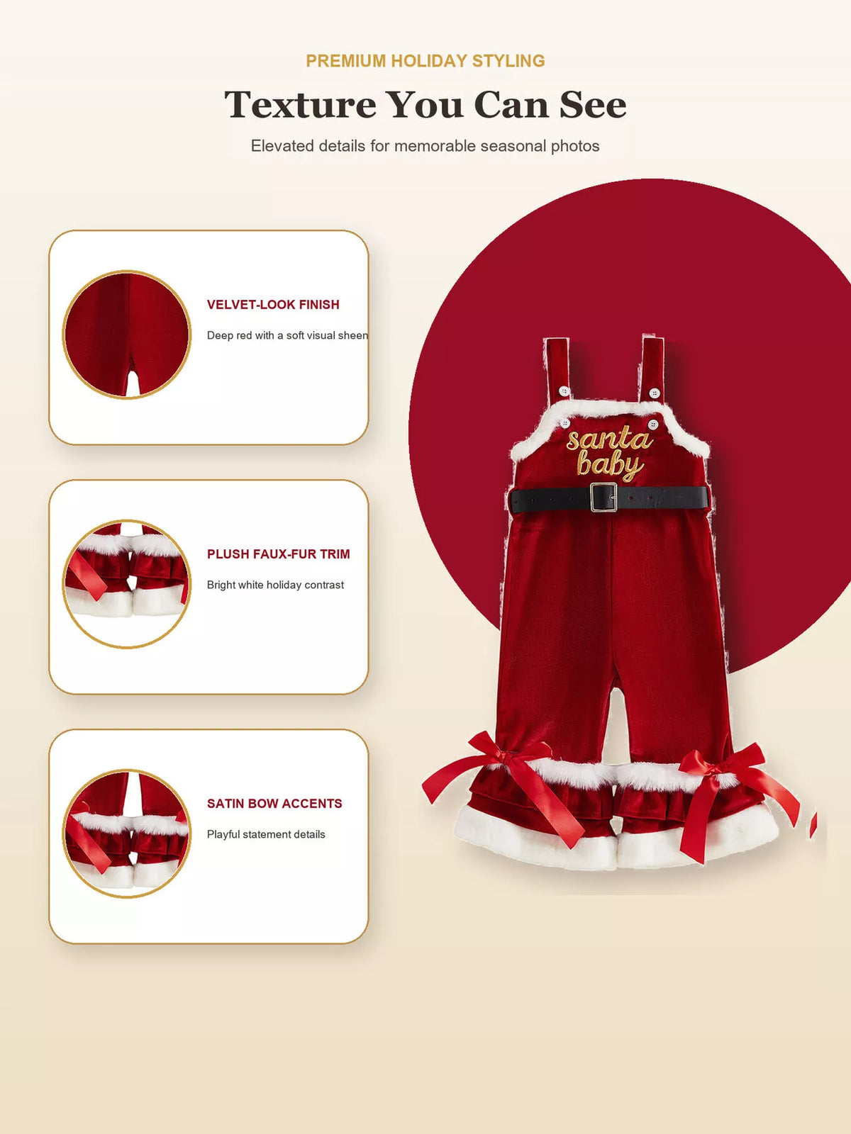 Children's Santa Baby Velvet Christmas Overalls - Lilixa.store