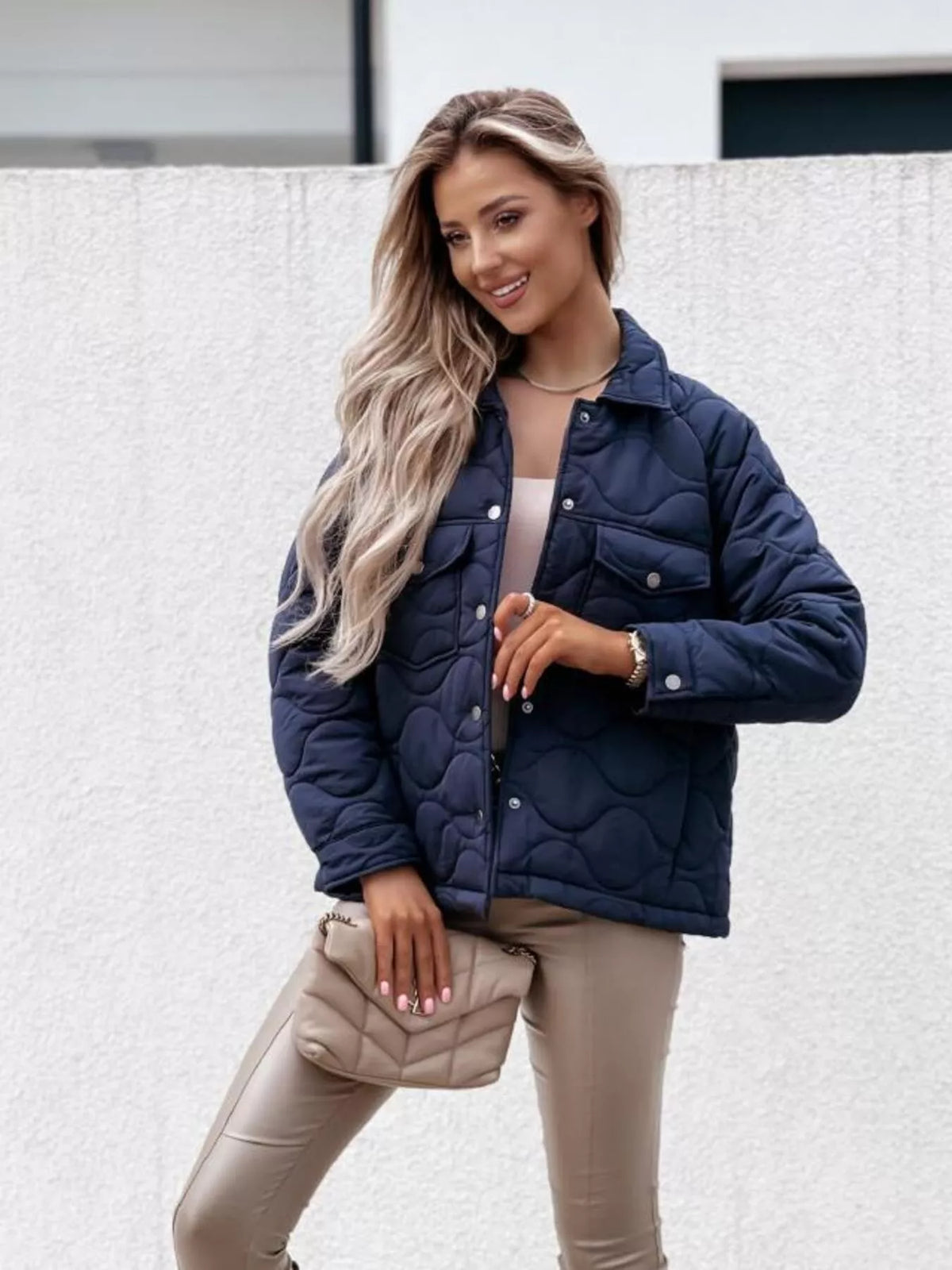 Quilted Snap-Down Casual Jacket, view 6