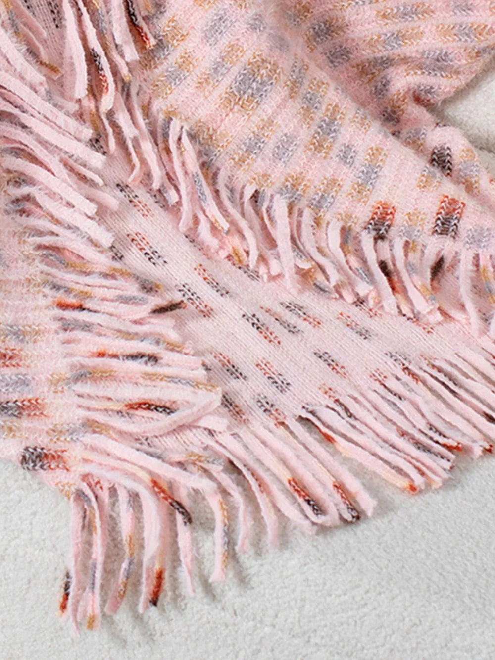 Fringe Open Front Half Sleeve Poncho, view 6