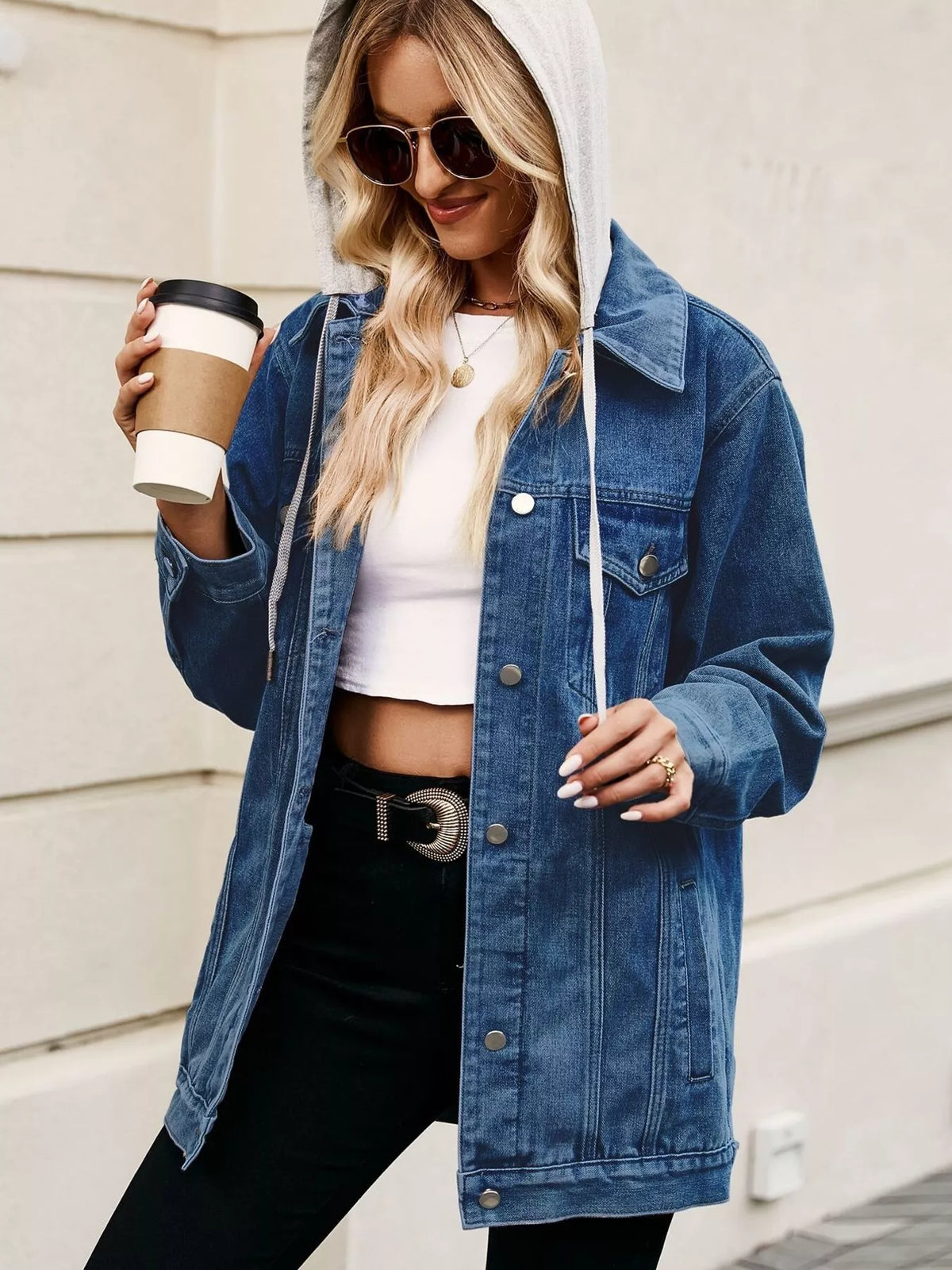 Button Up Long Sleeve Denim Jacket, view 11