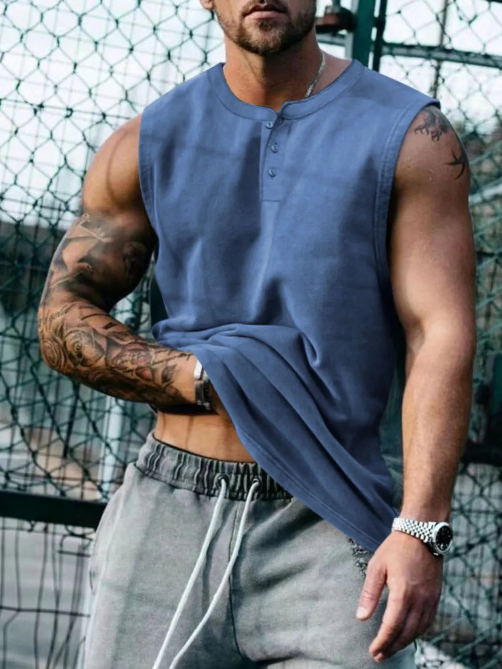 Men's Plus Size Round Neck Tank - Lilixa.store