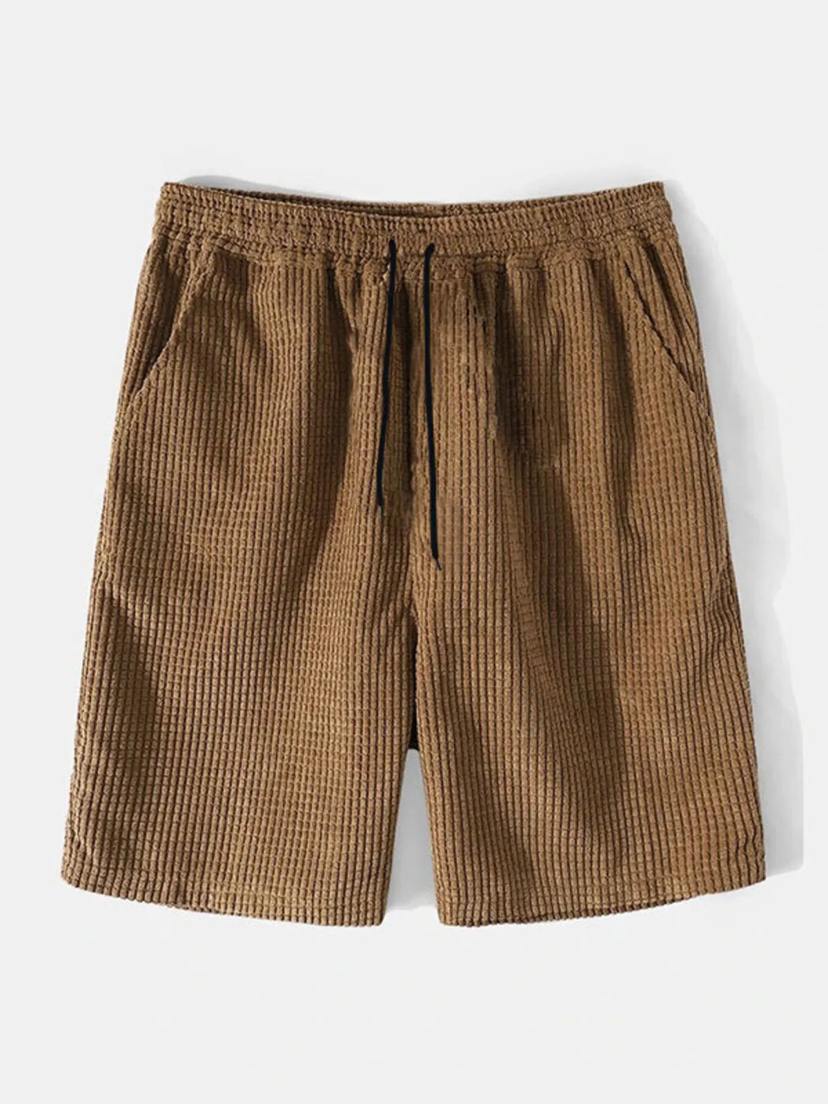 Men's Full Size Contrast Shots Sleeve Shirt and Shorts Set Plus Size in Brown, view 3