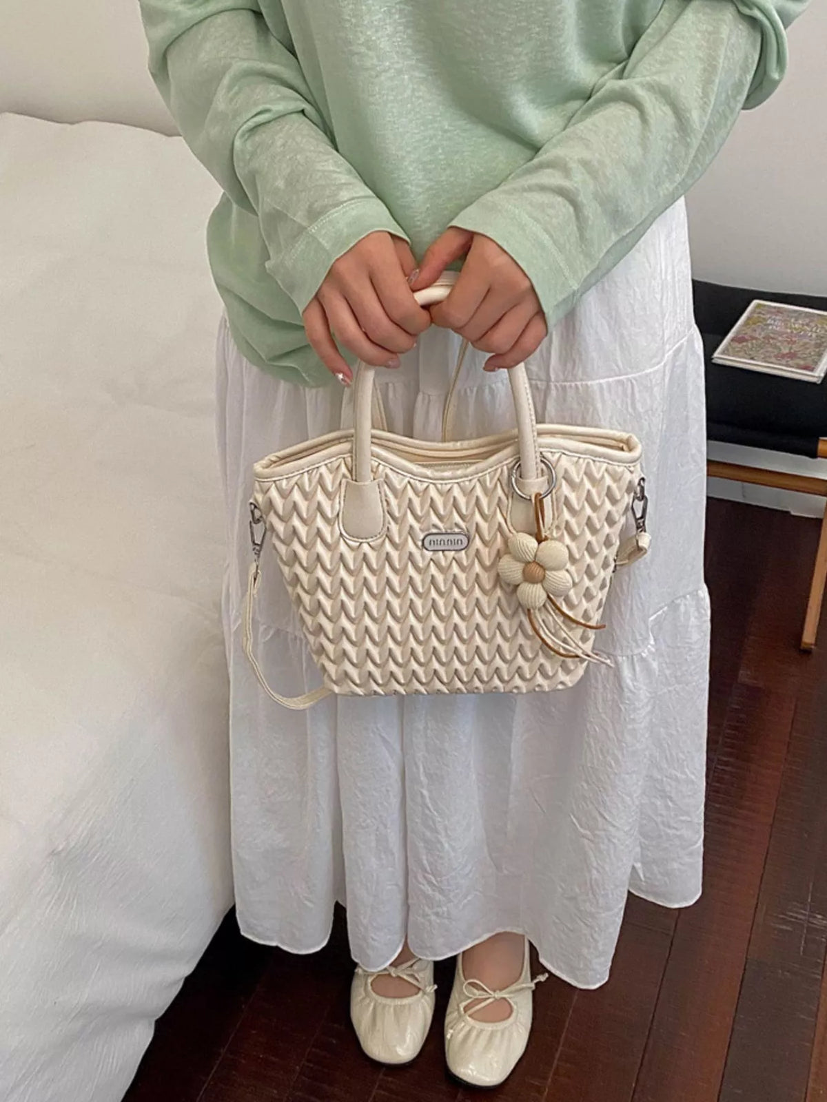 Top Handle Texture Crossbody Bag