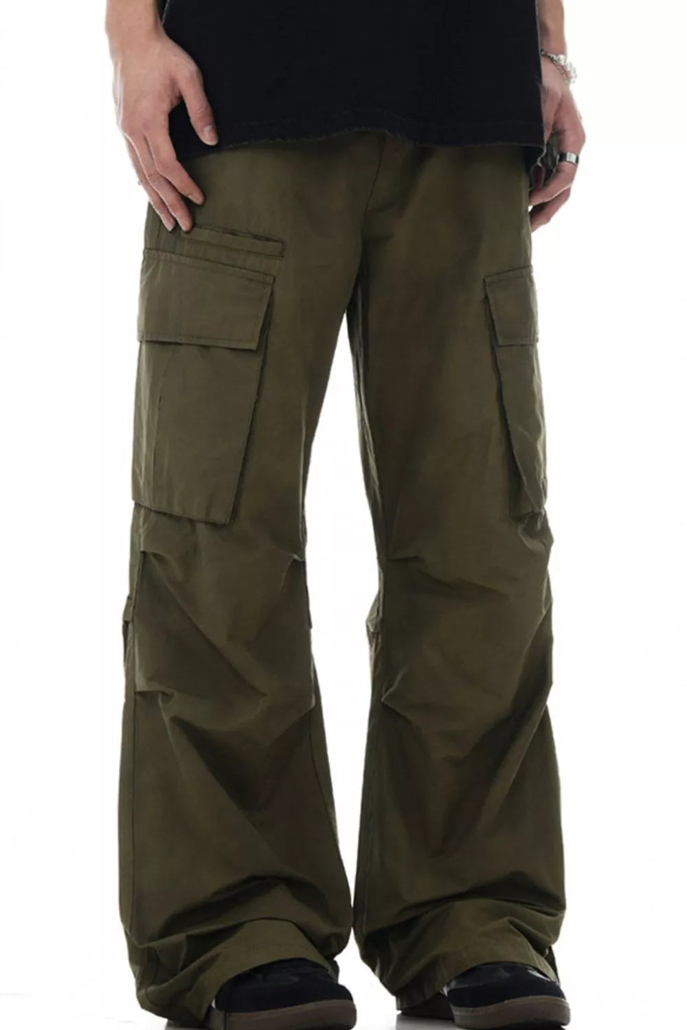 Men's Relaxed Fit Cargo Pants in Light Army Green, view 2